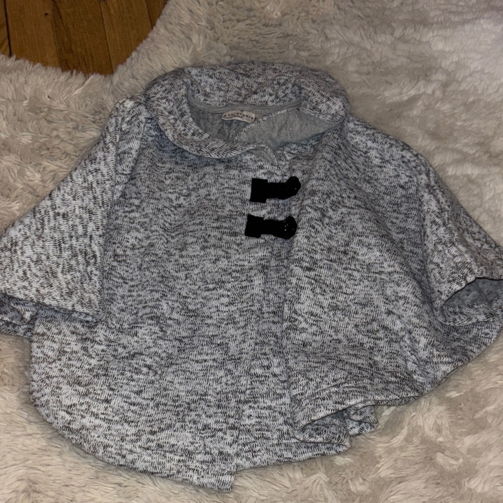 Cozy Gray Kids Cape with Black Accents